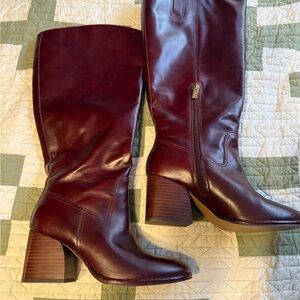 Vince Camuto Sangeti Extra Wide Calf Leather Boots in Dark Mahogany (Burgundy)